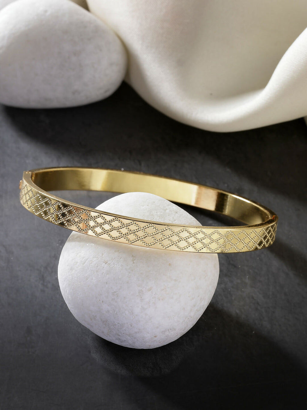 NVR Men's Set of 2 Gold & Black Rhodium-Plated Stainless Steel Kada Bracelet
