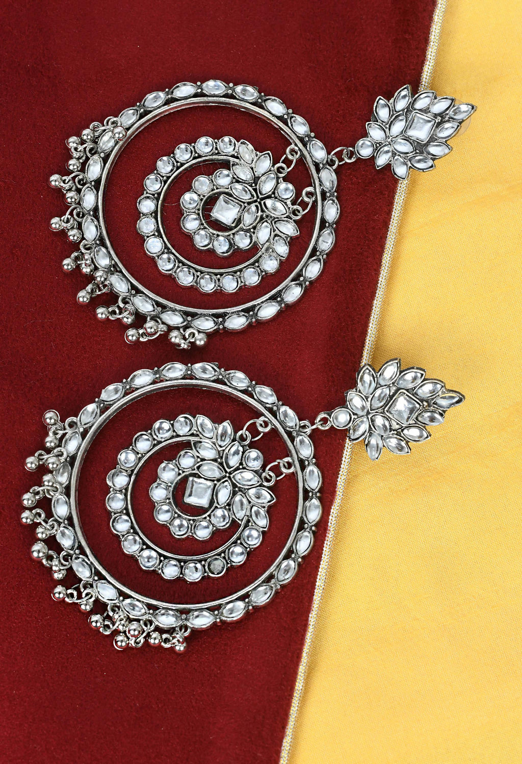 Mominos Fashion Johar Kamal Women's White Kundan Circles Earrings | Grab2Buy