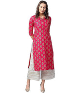 Vamika Pink Printed Rayon Party And Casual Wear Kurta Set | Grab2Buy