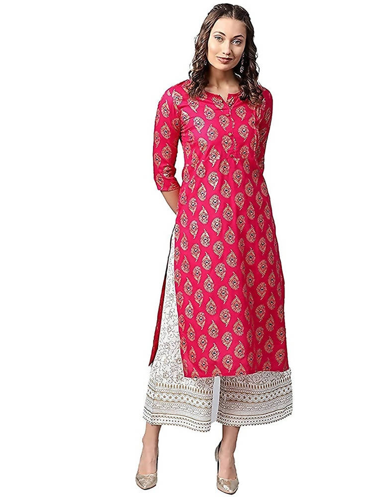 Vamika Pink Printed Rayon Party And Casual Wear Kurta Set | Grab2Buy