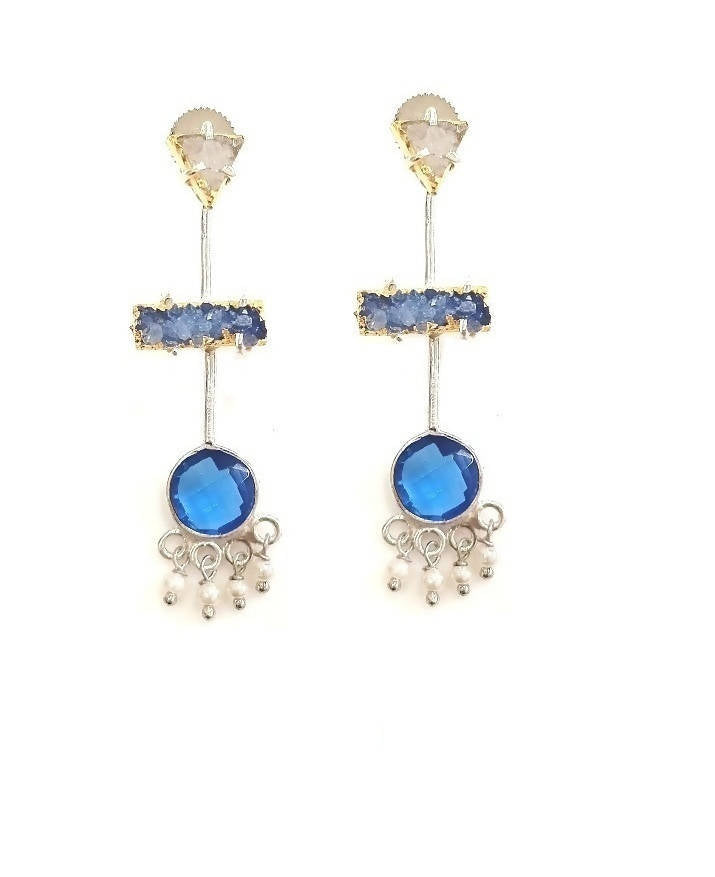 Bling Accessories Druzy Aqua Color Semi Precious Stone 92.5 Sterling Silver Earrings | Grab2Buy