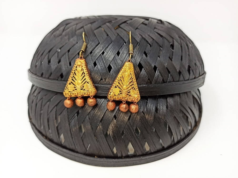 Terracotta Boho Ear Hangings-Copper Gold | Grab2Buy