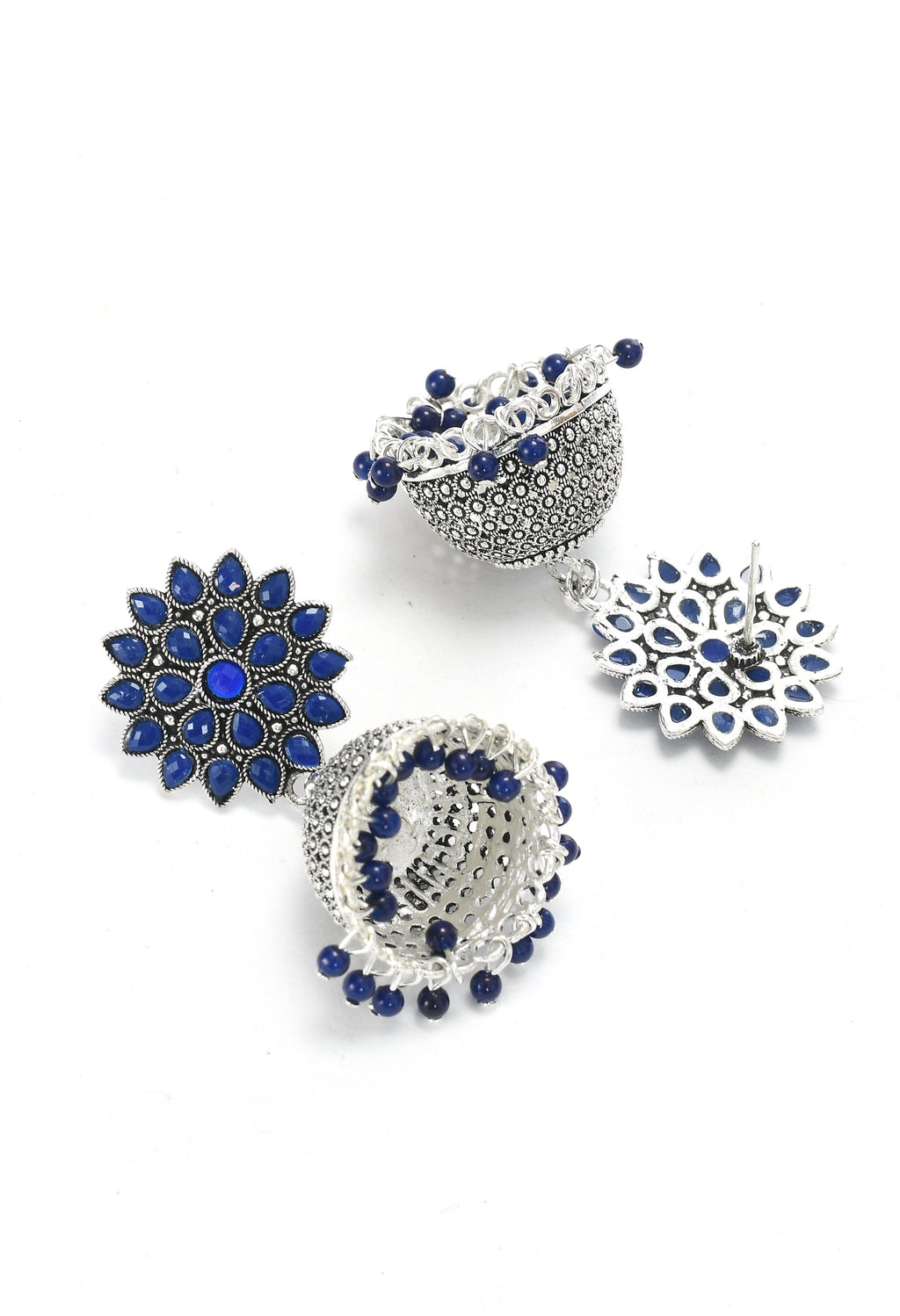 Mominos Fashion Joharkamal Kundan work Jhumka with Blue Beads | Grab2Buy