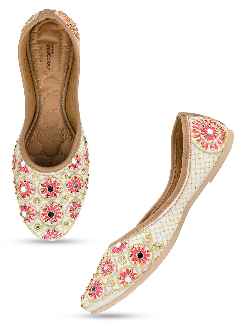 Desi Colour Women Indian Ethnic Footwear-Mini Dabka-Mirror Jarkan 5 | Grab2Buy