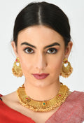 Mominos Fashion Johar Kamal Gold-Polished Brass Finish Stone/Beads Choker For Women (Golden) | Grab2Buy