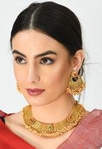 Mominos Fashion Johar Kamal Gold-Polished Brass Finish Stone/Beads Choker For Women (Golden) | Grab2Buy