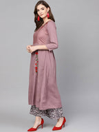 Yufta Women Mauve & Black Embroidered Kurta with Palazzo | Grab2Buy