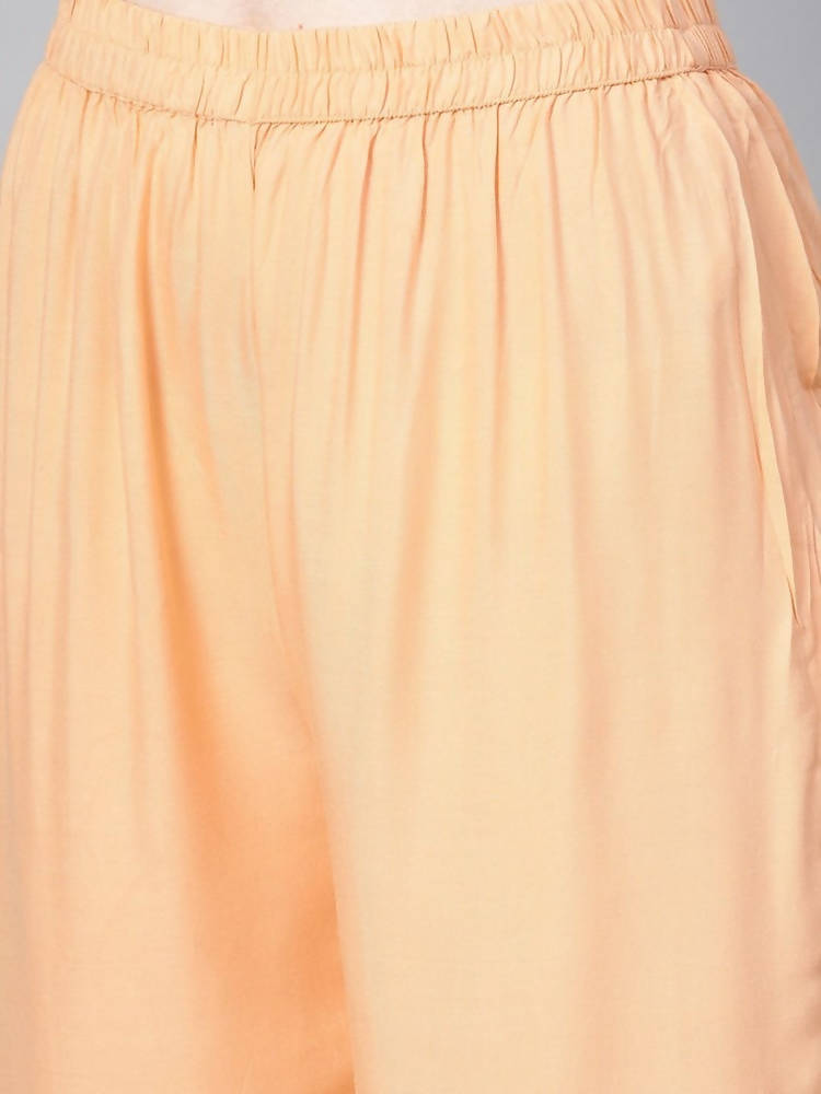 Yufta Women Sea Green & Peach Embroidered Kurta with Palazzo | Grab2Buy