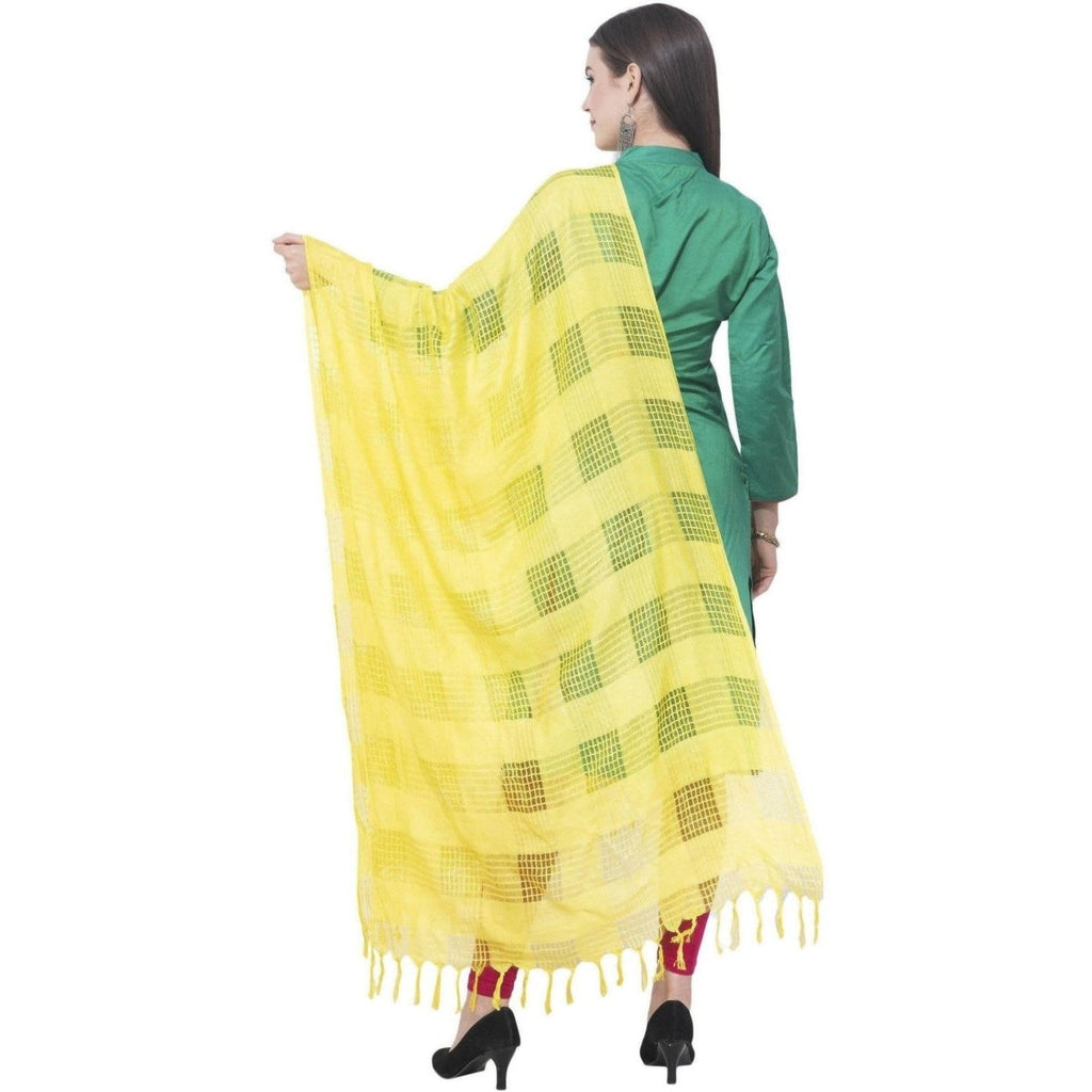A R Silk Lemon Color Window Square Cotton Dupattas and Chunnis | Grab2Buy