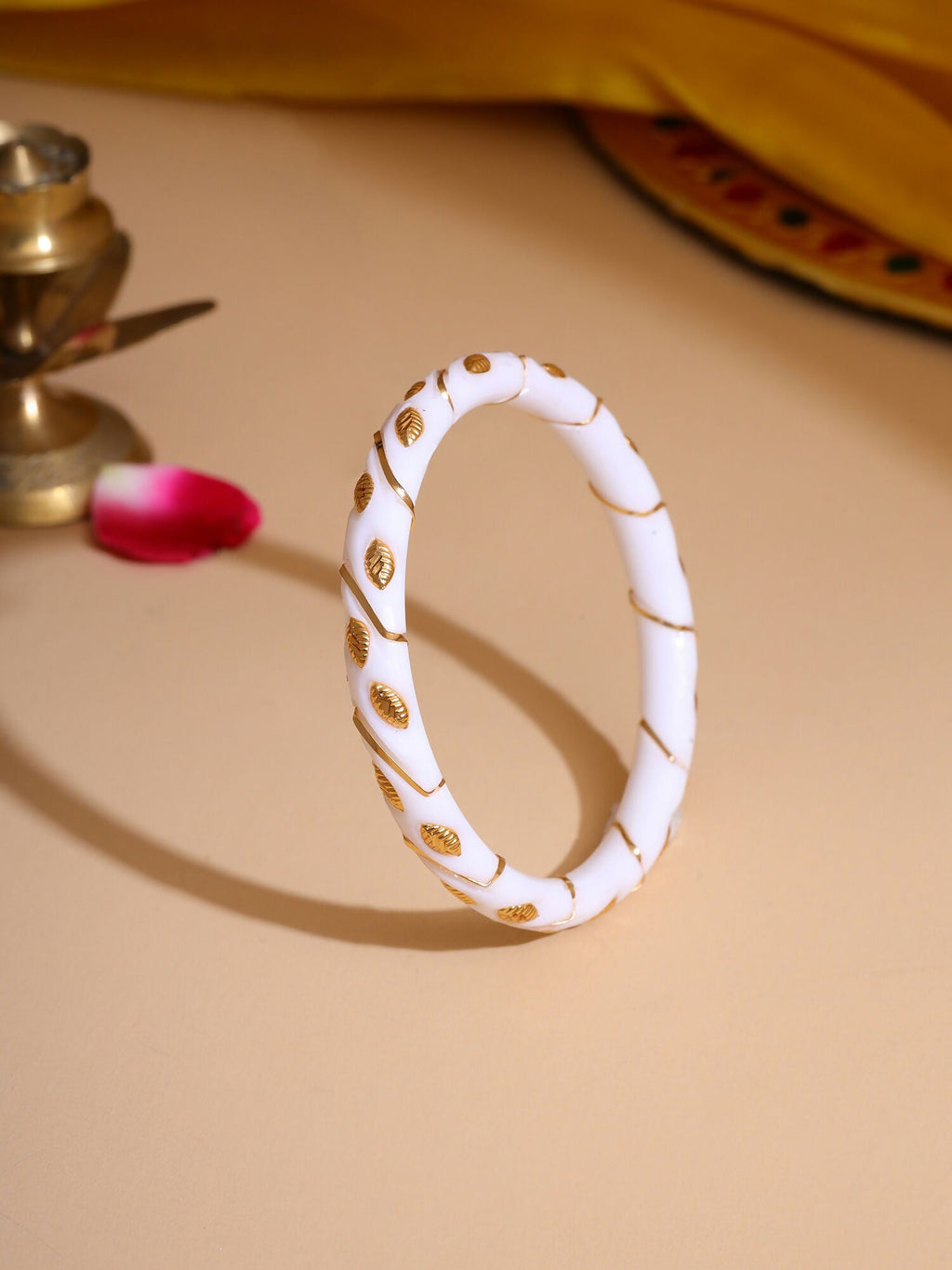 Ruby Raang White Traditional Bangle | Grab2Buy