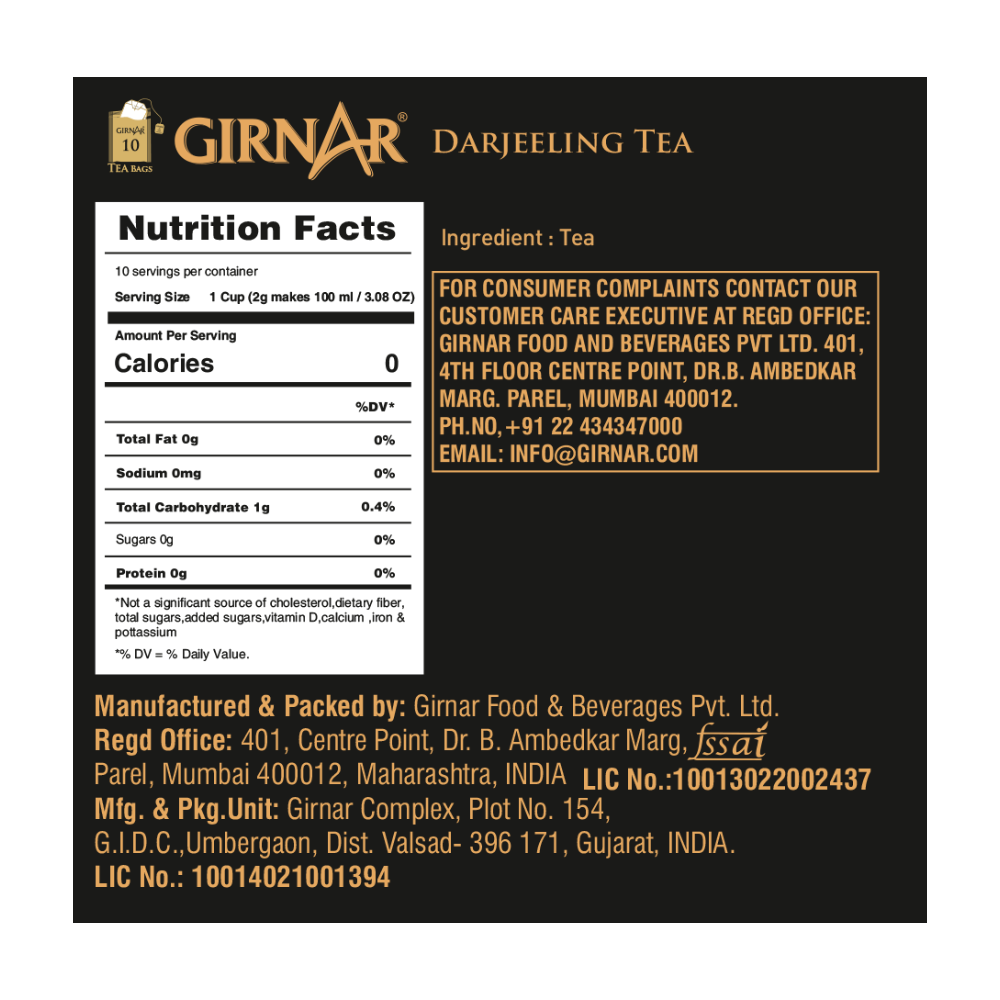 Girnar Single Origin Black Tea Bags - Darjeeling Tea | Grab2Buy