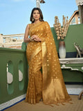 Delightful Designer Light Yellow Color Organza Silk Saree With Weaving Work - Yomika Fashions | Grab2Buy