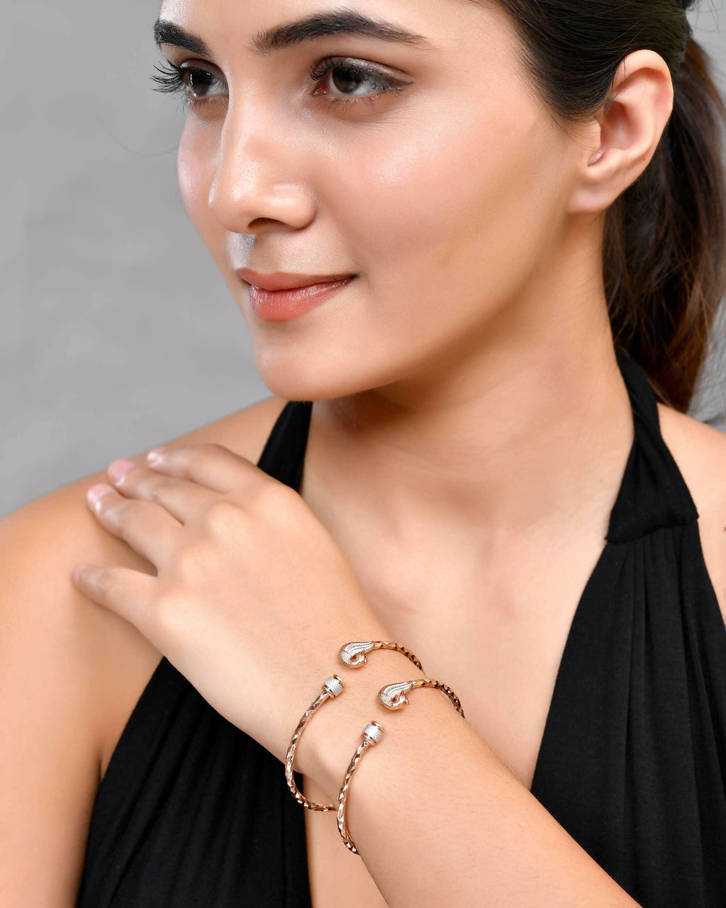 VOJ Set of 2 Dual Tone Bangles with Peacock Designed | Grab2Buy