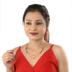 AanyaCentric Gold-Polished Short Mangalsutra Set with Earrings | Grab2Buy