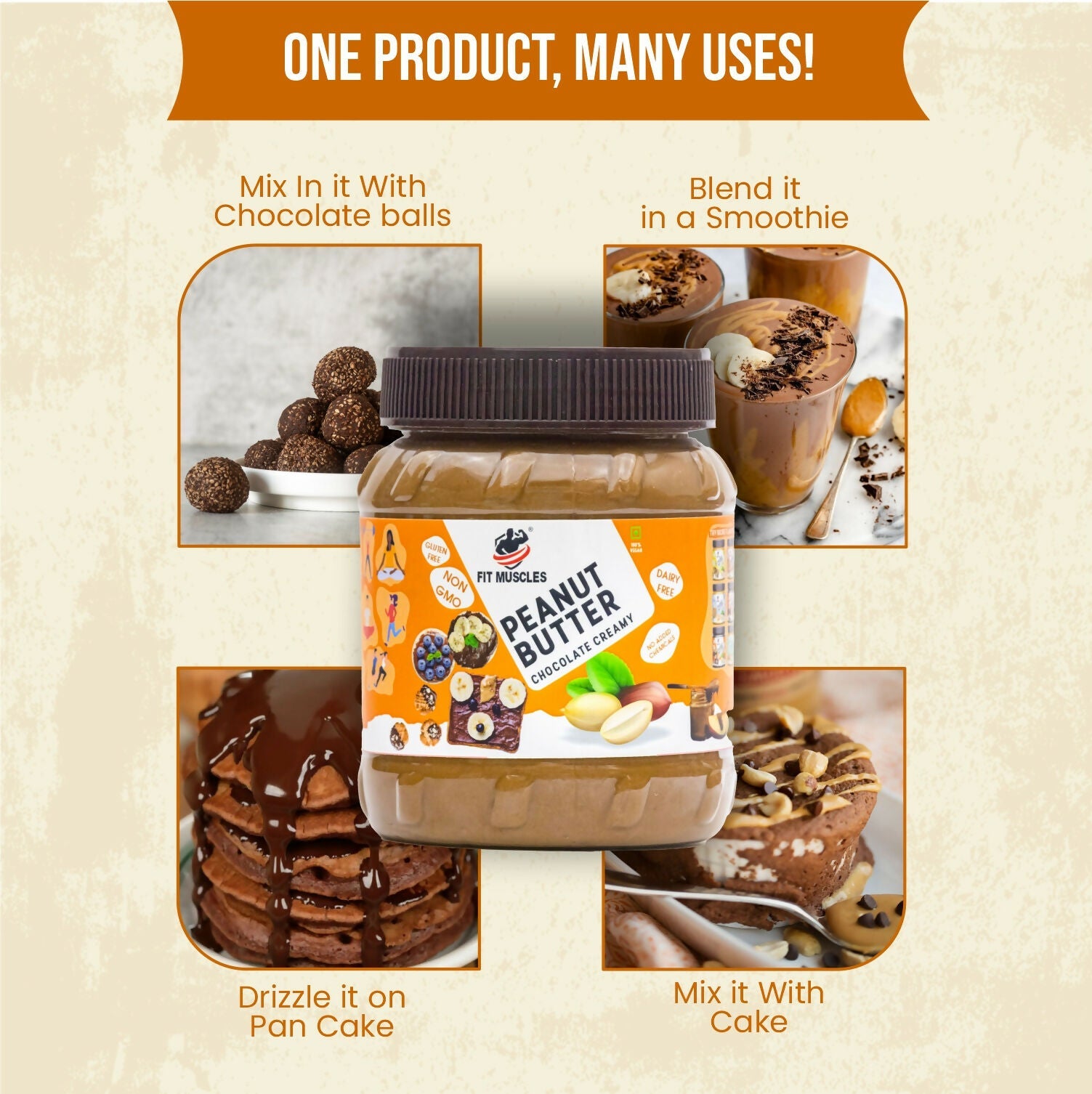 Fit Muscles Chocolate Creamy Peanut Butter | Grab2Buy