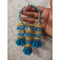 MS Fashion India Blue Color Threads And Pearls With Hanging Jhumkas Bangles | Grab2Buy