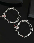 VOJ Set of 2 Traditional Peacock Shaped Designer Anklet