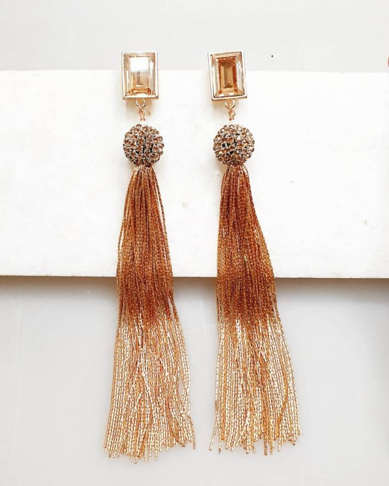 Bling Accessories Swarovski Golden Shadow Earrings | Grab2Buy