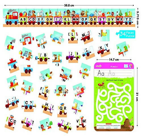 Braintastic Educational Game: Alphabet & Numbers(3-6 yrs)/Write & Wipe Activity Sheets/Kids Toys/34 pcs Free Puzzle | Grab2Buy