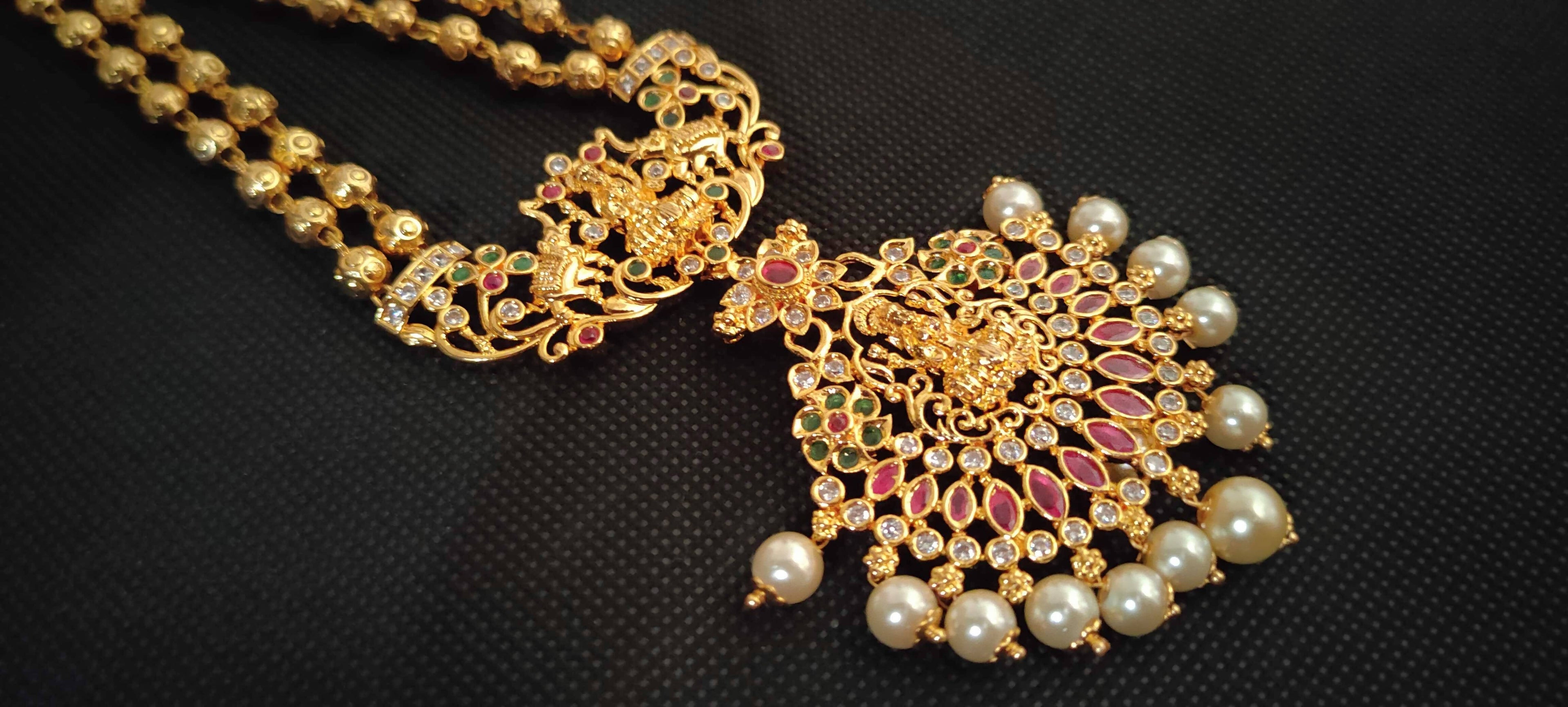 Gold-Polished Temple Long Necklace | Grab2Buy