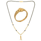 AanyaCentric Gold-Polished Mangalsutra & Ring Set