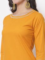 Myshka Trendy Women's Cotton 3/4 Sleeve Round Neck Casual Kurta Pant Dupatta Set | Grab2Buy