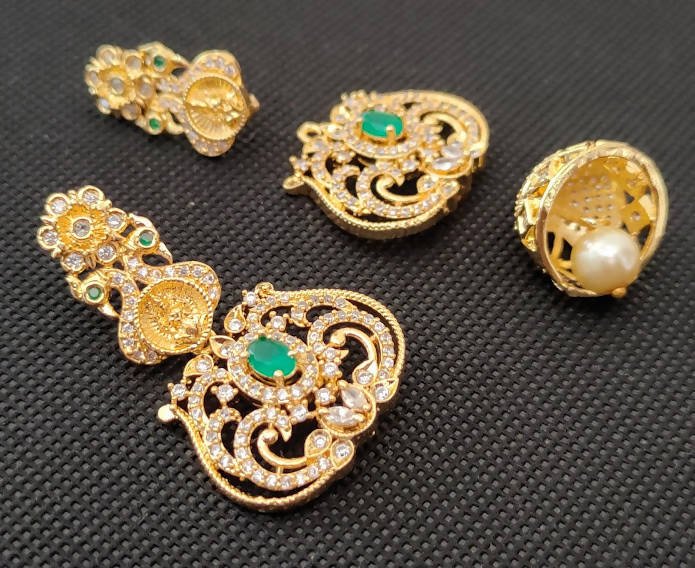 AD Emeralds designer 4 in 1 Traditional Earrings | Grab2Buy