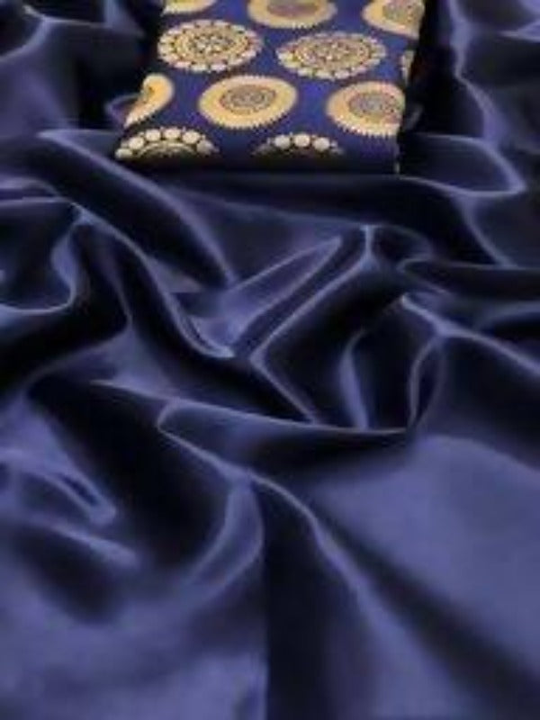 Vamika Navy Satin Designer Saree (DUST NAVY) | Grab2Buy