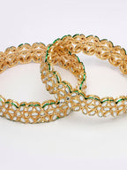 NVR Women Set of 2 Gold-Polished Kundan Studded Bangles
