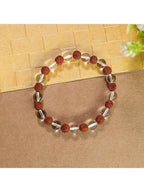 NVR Natural Rudraksha & Quartz Beaded Stretchable Bracelet | Grab2Buy