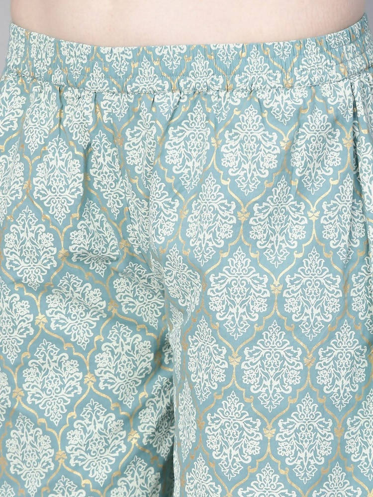 Yufta Women Blue & Off-White Printed Kurta with Palazzo | Grab2Buy