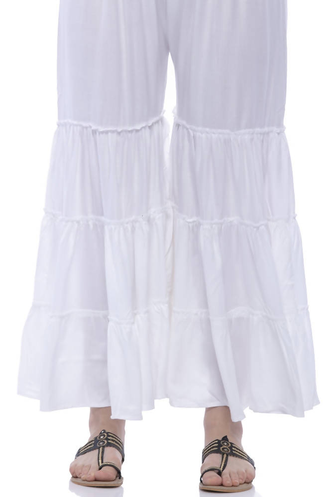 Mominos Fashion Reyon Cotton White Palazzo | Grab2Buy