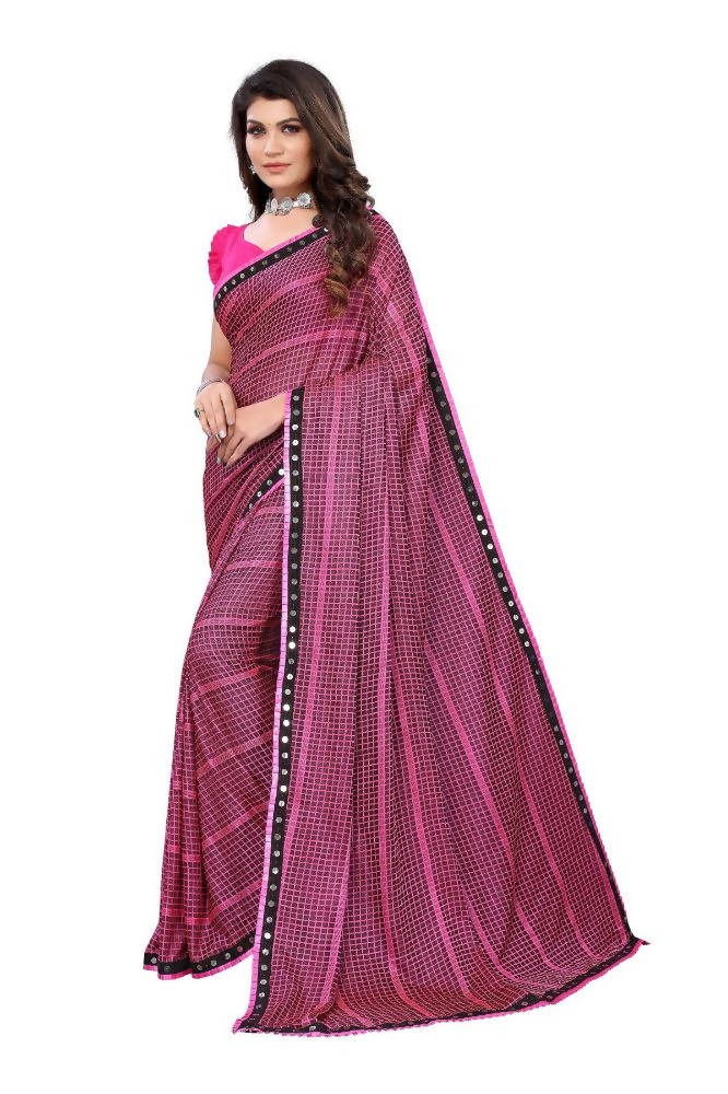 Vamika Pink Lycra Knitted Saree | Grab2Buy