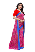 Vamika Pink Linen Foil Print Saree (YOGI PINK) | Grab2Buy