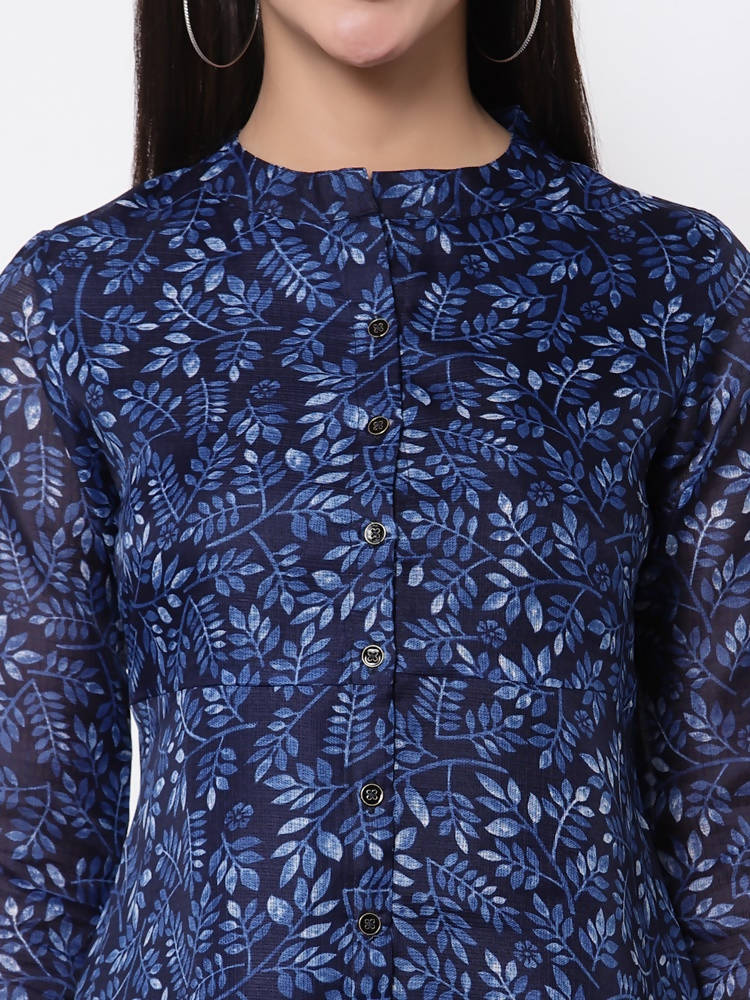 Myshka Women's Trendy Organza Printed 3/4 Sleeve Round Neck Casual Multicolor Tunic | Grab2Buy