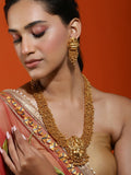 Gold-Polished Pearls Beaded Temple Jewellery Set - Ruby Raang | Grab2Buy
