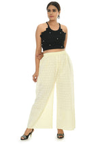 Mominos Fashion Moeza Cotton Off White Chikan Work Palazzo | Grab2Buy