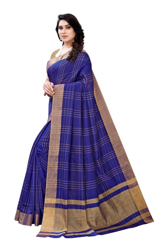 Vamika Navy Cotton Silk Weaving Saree (Anaya Navy Blue) | Grab2Buy