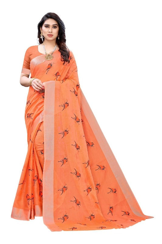 Vamika Orange Chanderi Designer Saree (SERIN ORANGE) | Grab2Buy