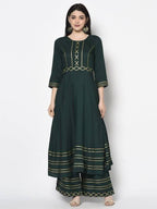 Aniyah Rayon Bottle Green Color Anarkali Kurta (AN-205K) | Grab2Buy