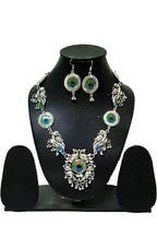 Mominos Fashion Silver-Plated Peacock Design Necklace Set Mangalsutra | Grab2Buy