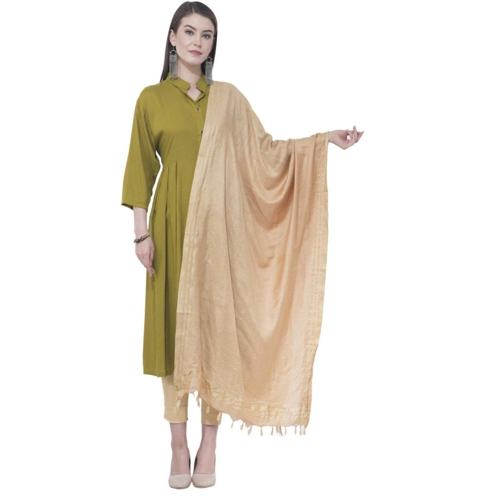 A R Silk Copper Color Golden border Cotton Dupattas and Chunnis | Grab2Buy
