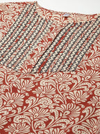 Yufta Women Beige Ethnic motifs Printed Kurta with Trouser & With Dupatta | Grab2Buy