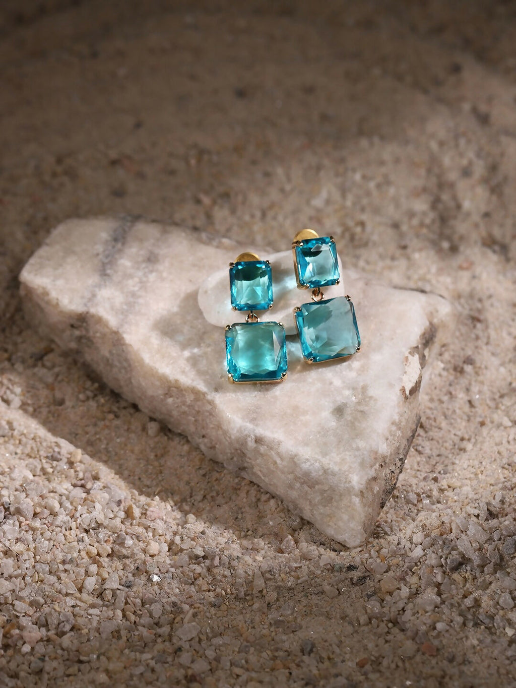 Blue Duet Stone Earrings- Ruby Raang | Grab2Buy