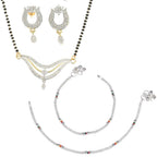 AanyaCentric Gold-Polished Mangalsutra Pendant Earring Set & Silver Plated Anklet | Grab2Buy
