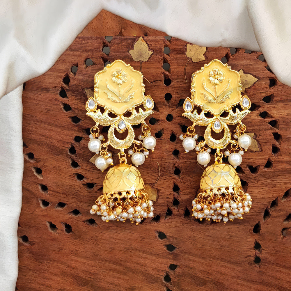 JS Fashion Antique High Gold Jhumka Earrings – Elegant Party Wear Traditional Jewelry for Women | Grab2Buy