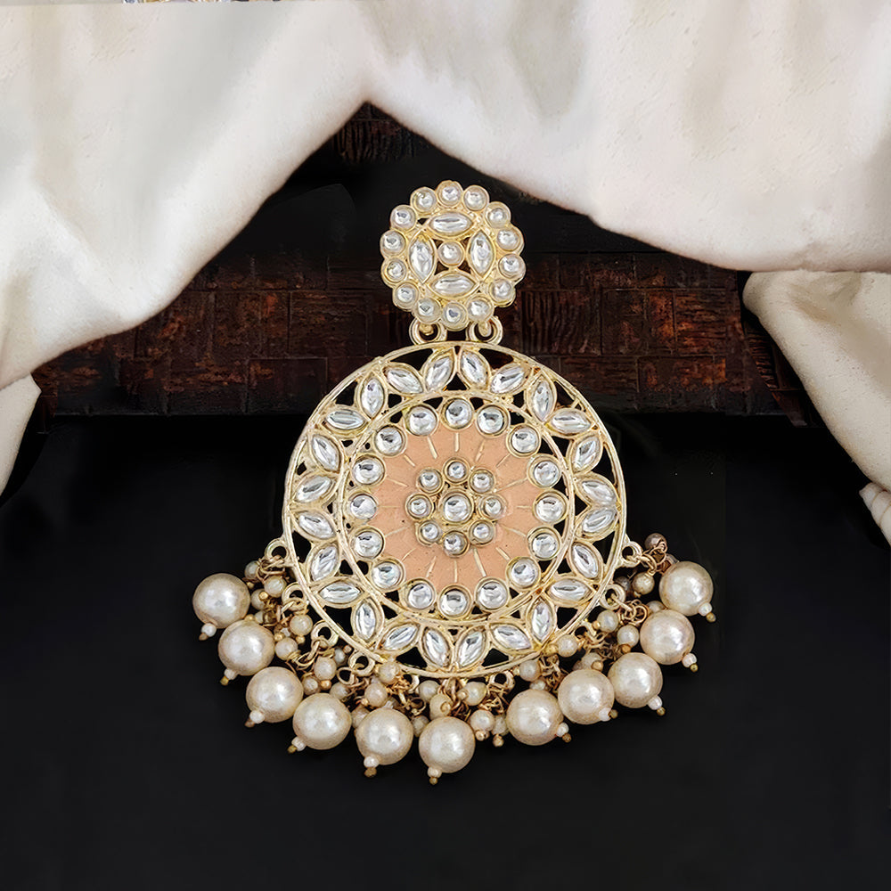 JS Fashion Antique High Gold Earrings with Clustered Pearls – Traditional Party Wear Jewelry for Women | Grab2Buy
