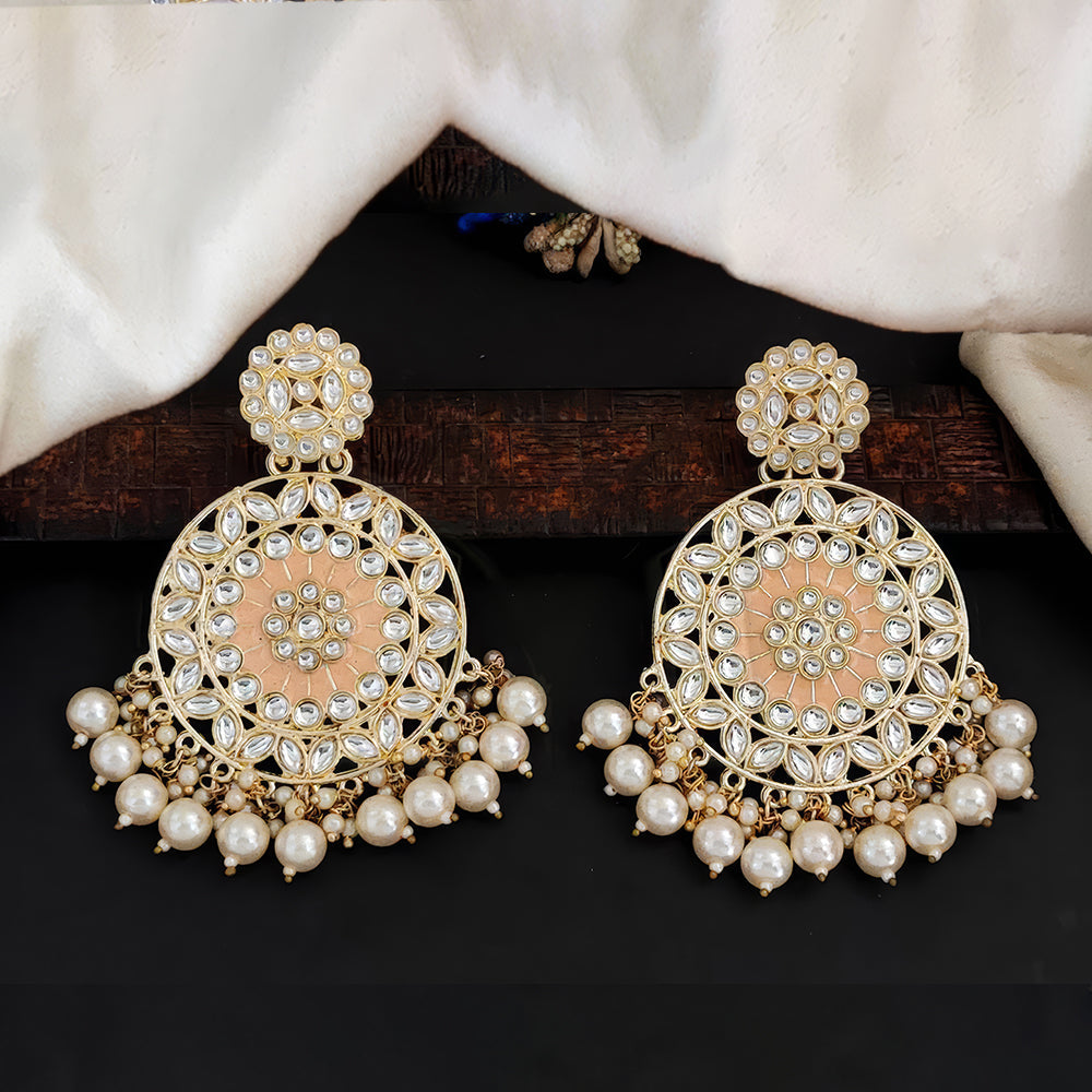 JS Fashion Antique High Gold Earrings with Clustered Pearls – Traditional Party Wear Jewelry for Women | Grab2Buy