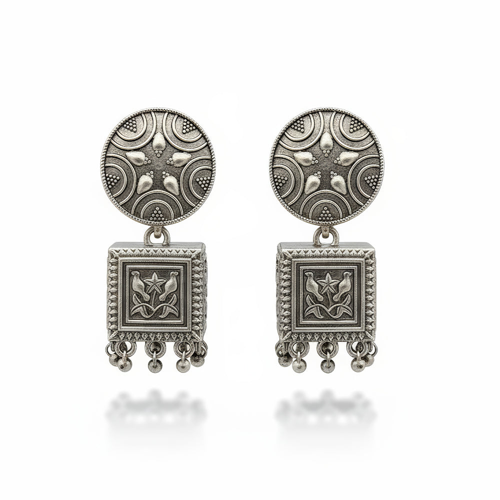 JS Fashion Traditional Trendy Oxidized Silver Polish Designer Earrings for Women & Girls | Grab2Buy