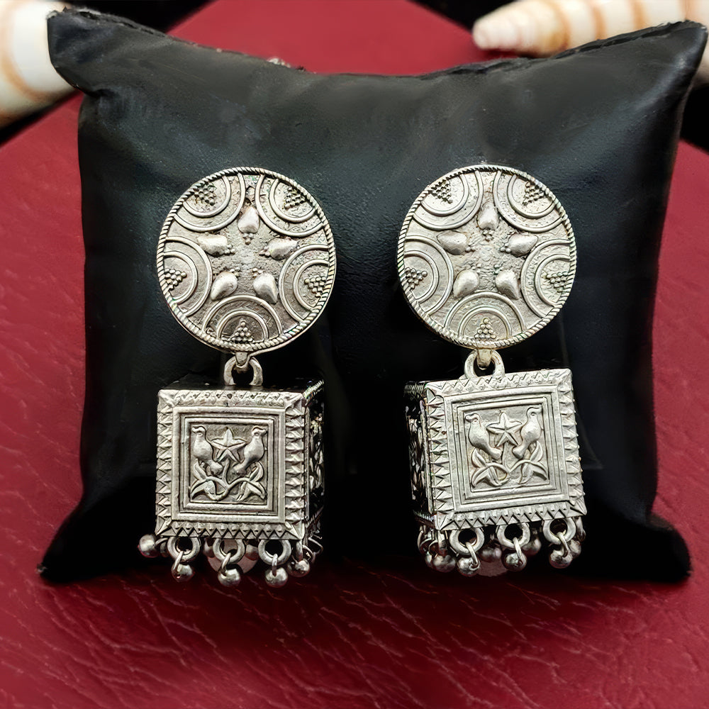 JS Fashion Traditional Trendy Oxidized Silver Polish Designer Earrings for Women & Girls | Grab2Buy